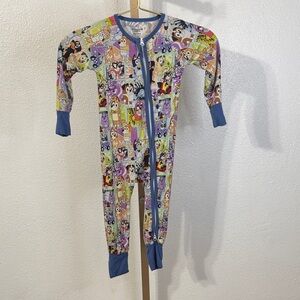 Bluey- bamboo Colorful Kids One Piece PJs- Size 2T (fold over hands and feet)